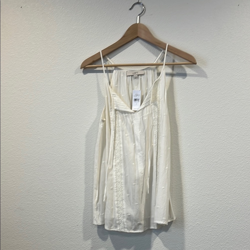LOFT Cream Camisole Top with Thin Straps and Relaxed Fit